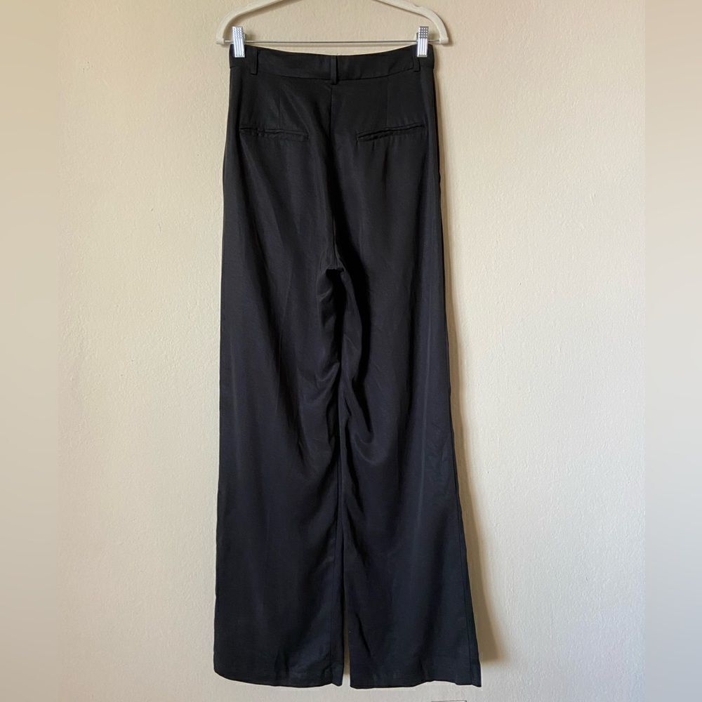 Reformation Petites Mason Wide Leg  Black Pants Straight Size 4 - Picture 9 of 13